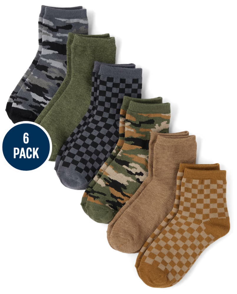 Children's Place - camo Midi Socks 6-Pack - 3-6 Youth