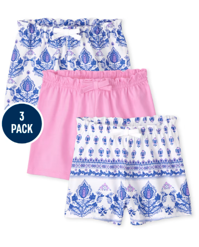 Children's Place - Pantalones Cortos - 3-PK Azul Rosada - 3-6 M