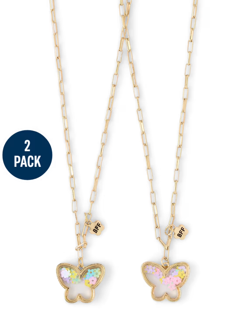 Children's Place - Girls Shakey Butterfly BFF Necklace 2-Pack