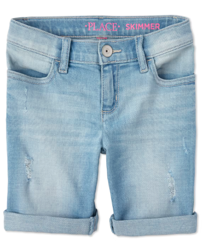 Children's Place - Girls Roll Cuff Denim Skimmer Shorts - 4T