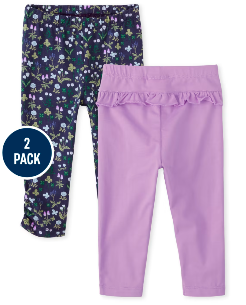Children's Place - Baby Girls Floral Ruffle Pants 2-Pack - Newborn