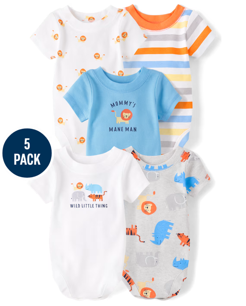 Children's Place - Baby Boys Animal Bodysuit 5-Pack