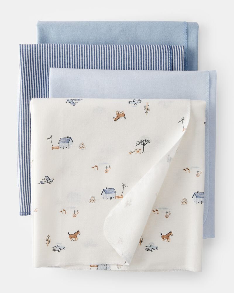 Carters - Baby 4-Pack Receiving Blankets - Azul