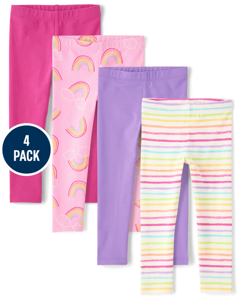 Children's Place - Toddler Girls Print Leggings 4-Pack - rosada - 12-18 M