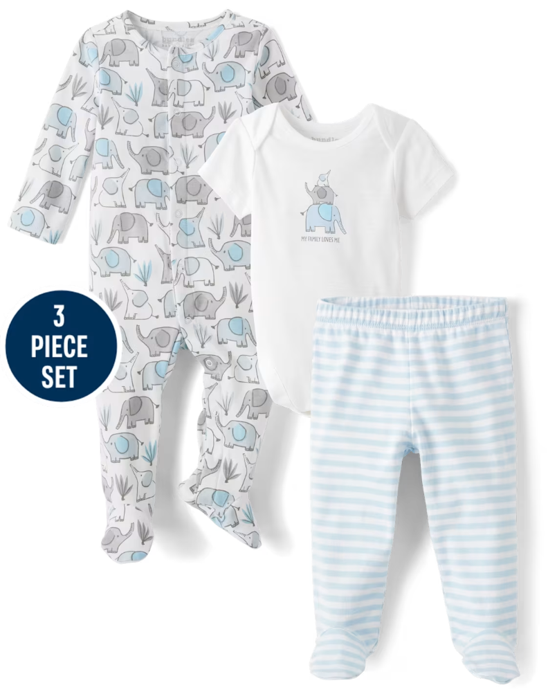 Children's Place - Baby Boys Elephant 3-Piece Take Me Home Set