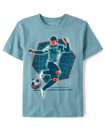 Children's Place - T Shirt - Soccer Grid- XS