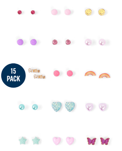 Children's Place - Girls Star Earrings 15-Pack - pendientes