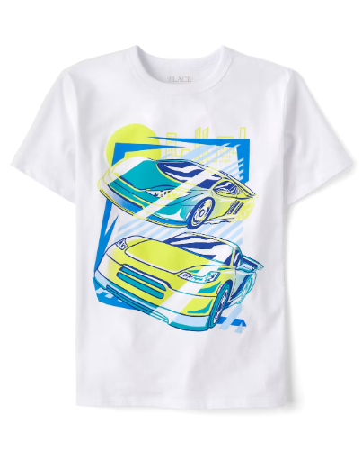 Children's Place - T Shirt - Race car blanco - XS