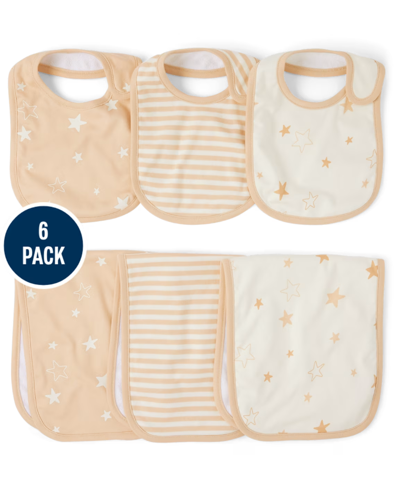 Children's Place Baby Star Bib And Burp Cloth 6-Piece Set