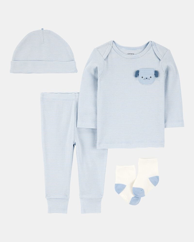Carters - Baby 4-Piece Striped puppy Outfit Set  - Newborn