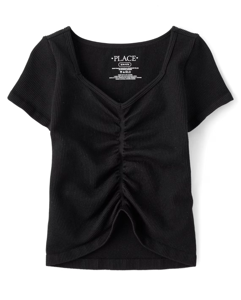 Children's Shirt - blousa negro - ribbed - S/M