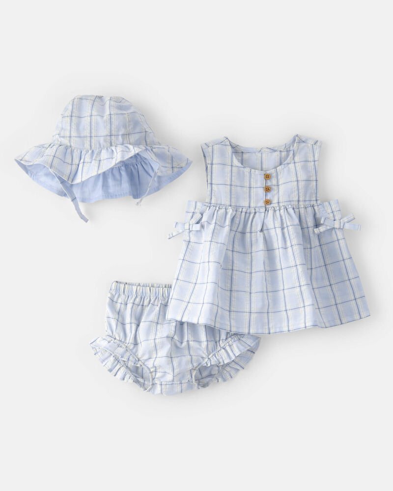 Carters - Conjunto - Gingham Hat, Top & Short Set - Azul