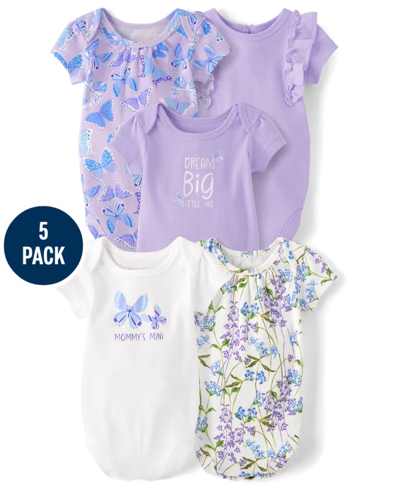 Children's Place - Baby Girls Butterfly Bodysuit 5-Pack