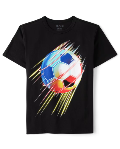 Children's Place - T Shirt - Soccer Ball Negro - XS