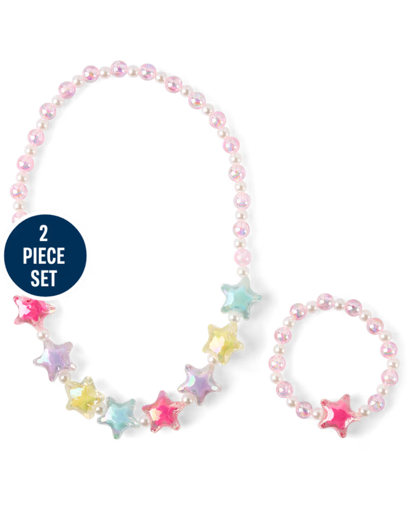 Children's Place - Girls Beaded Star 2-Piece Jewelry Set - multi