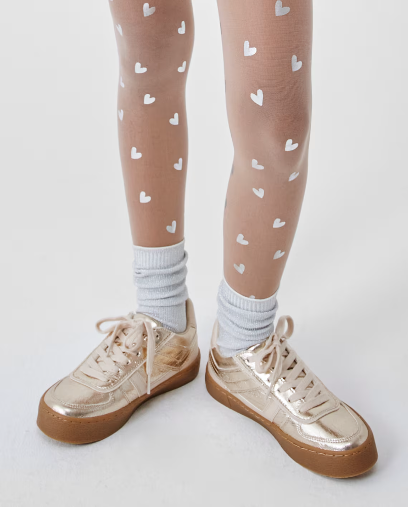 Children's Place - Girls Foil Heart Microfiber Tights