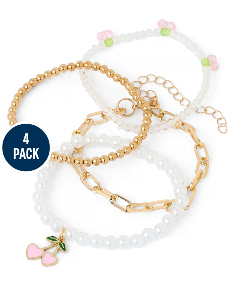 Children's Place - Girls Cherry Beaded Bracelet 4-Pack