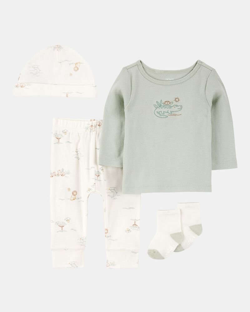 Carters - Baby 4-Piece Striped Turtle Outfit Set  - Newborn