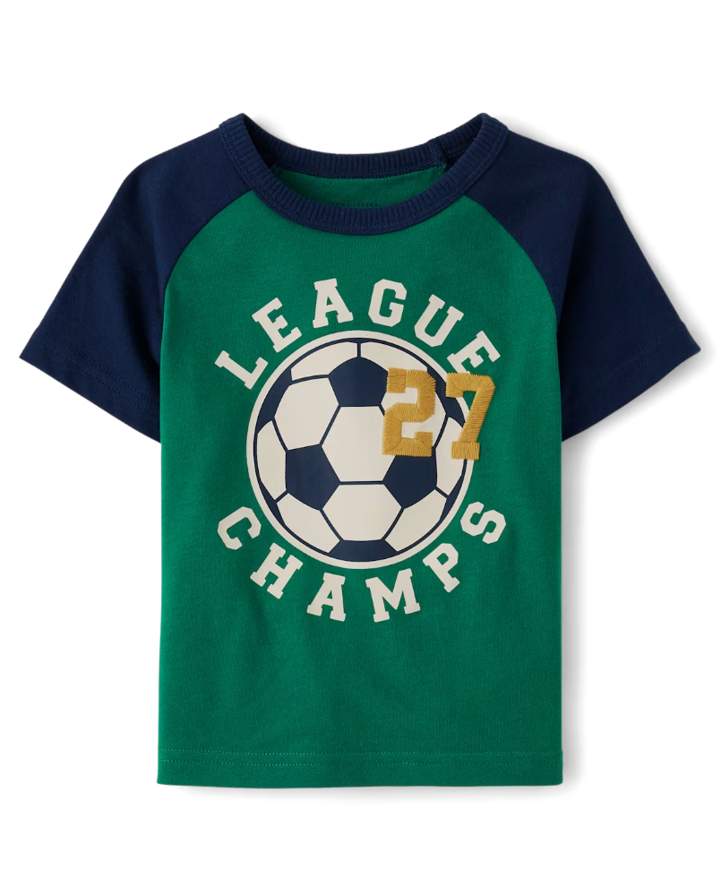Children's Place - Baby And Toddler Boys Soccer Raglan Top - 12-18M