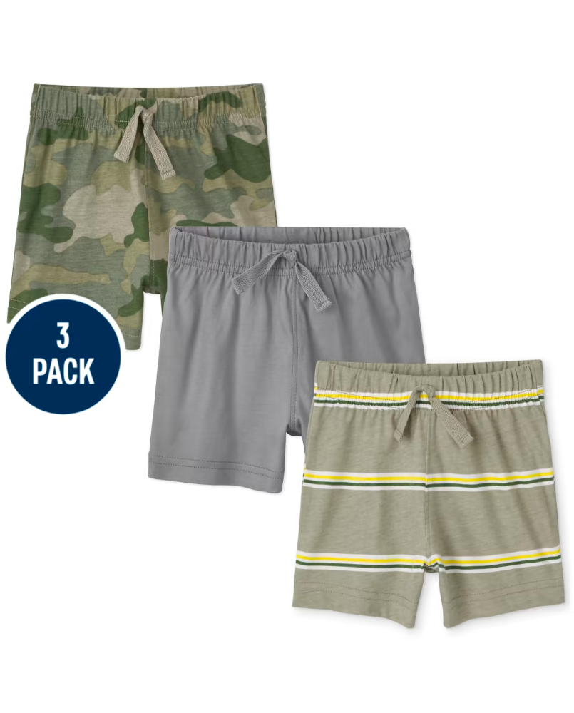 Children's Place- Baby Boys Camo Shorts 3-Pack - Newborn