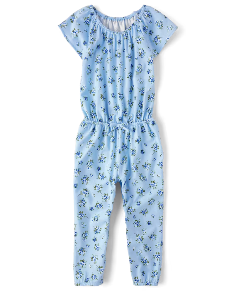 Children's Place - Enterizo - azul y flora - 2T
