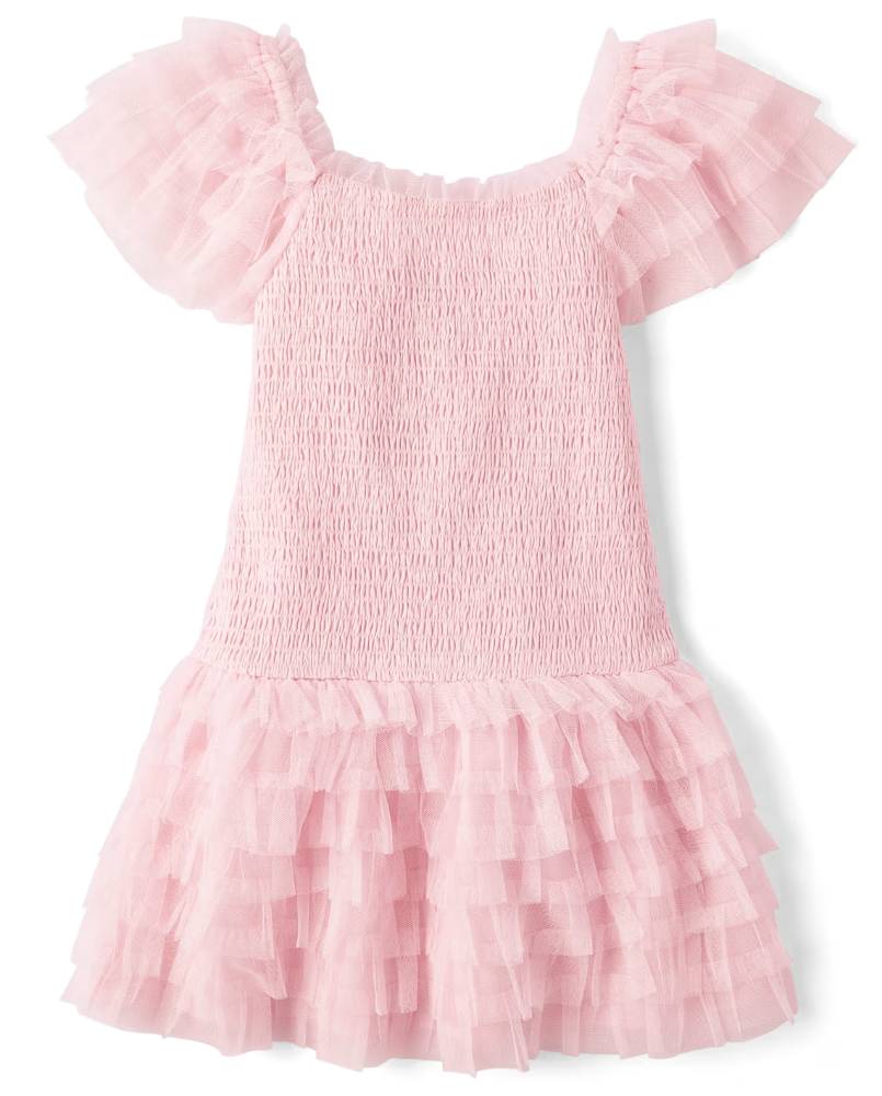 Children's place - Vestido - rose mist ruffle - M 7/8