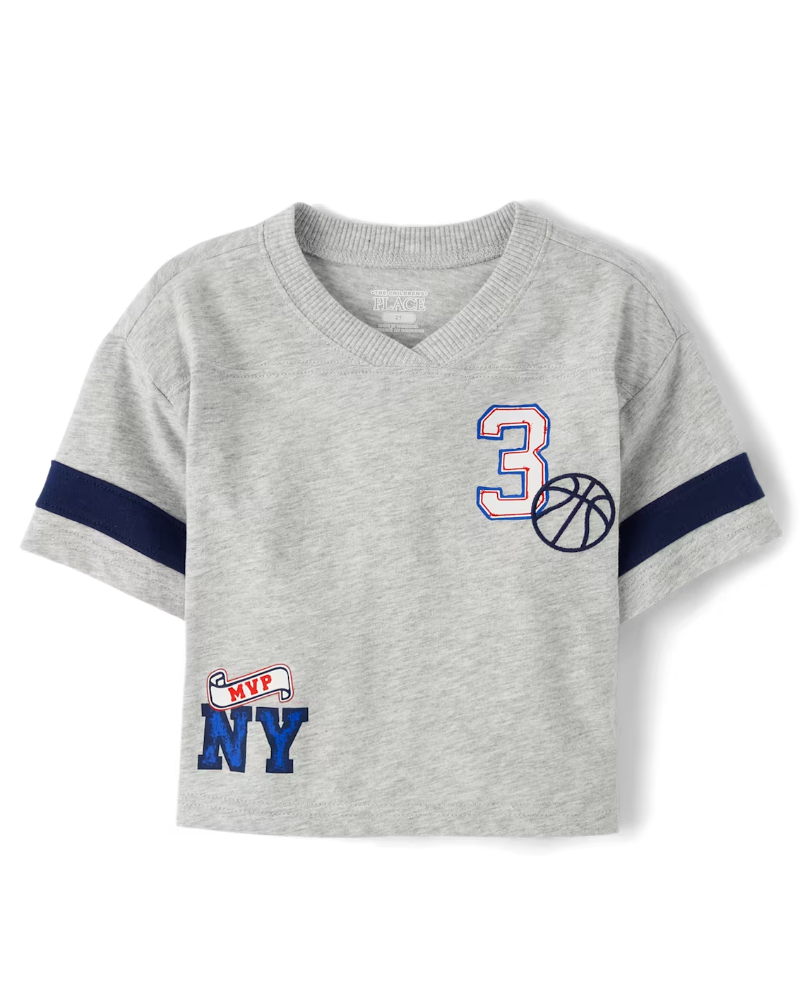 Children's Place - t shirt - Embroidered Varsity Relaxed Football Top