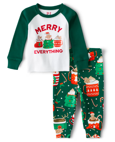 Children's Place - Pijamas de Navidad - Merry Everything 6-9 M