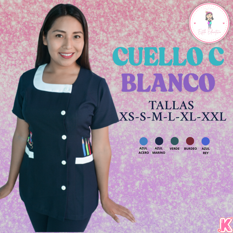 Delantal Cuello C Blanco
