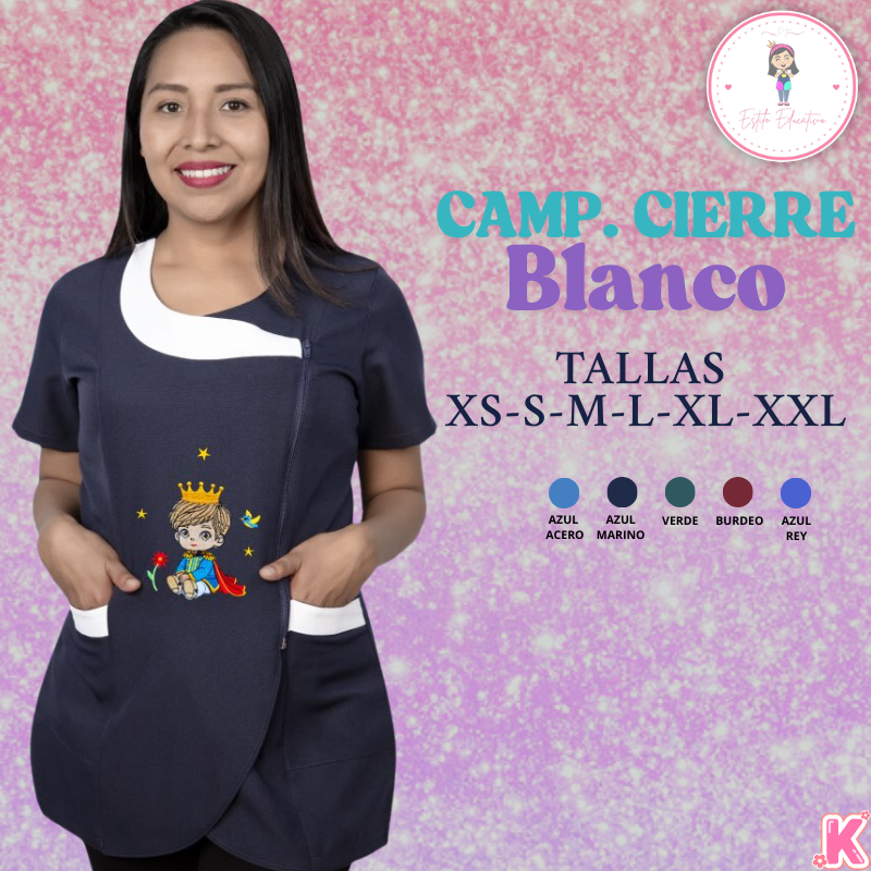 Delantal Camp. Cierre Blanco