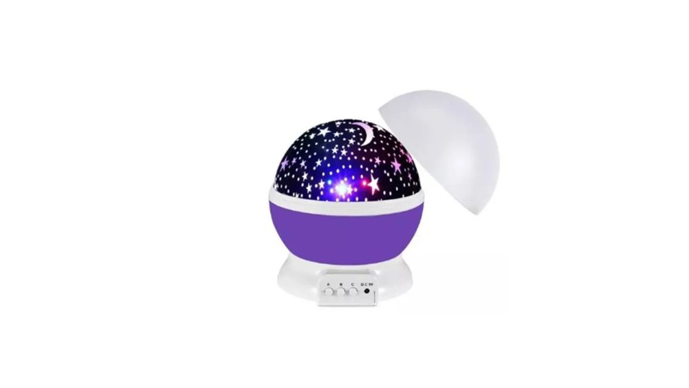 Velador Lampara Luz De Noche Proyector De Estrellas Infantil Estructura Violeta