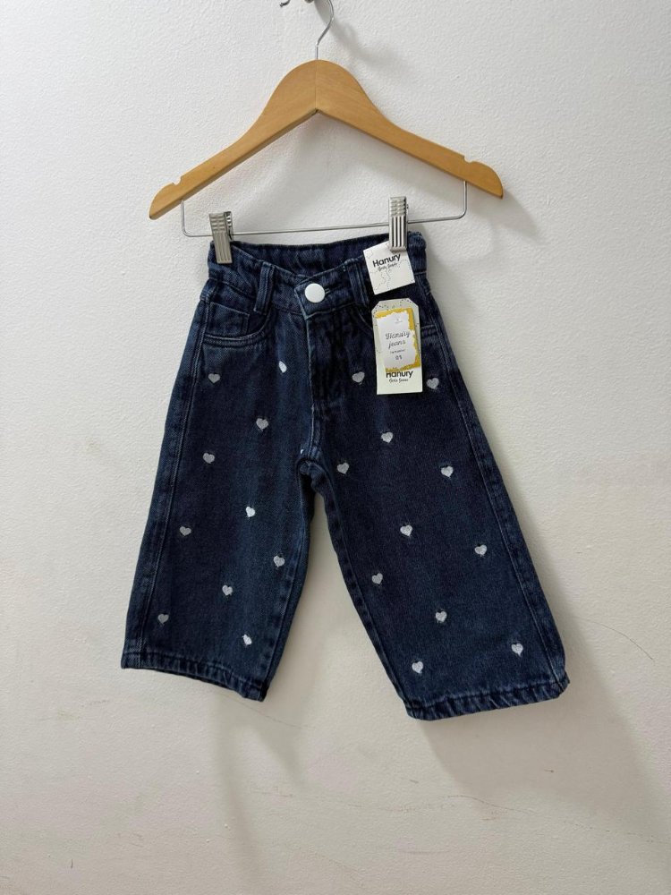 Wid Leg Infantil Corações bordados