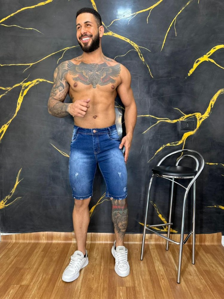 Short Jeans Masculino com Lycra