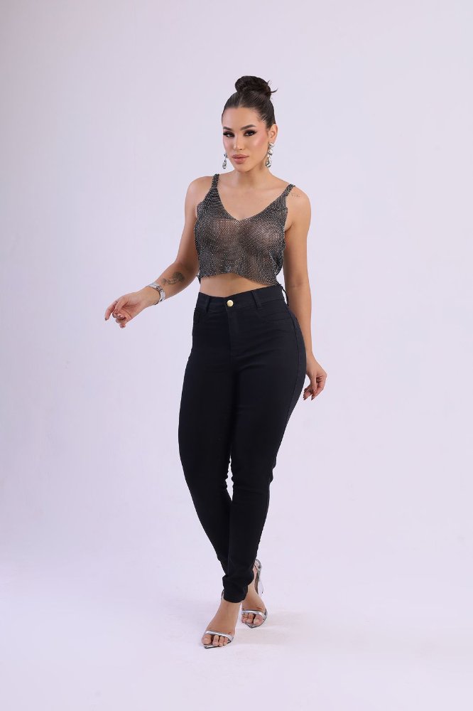 calça Jeans com Lycra Preta