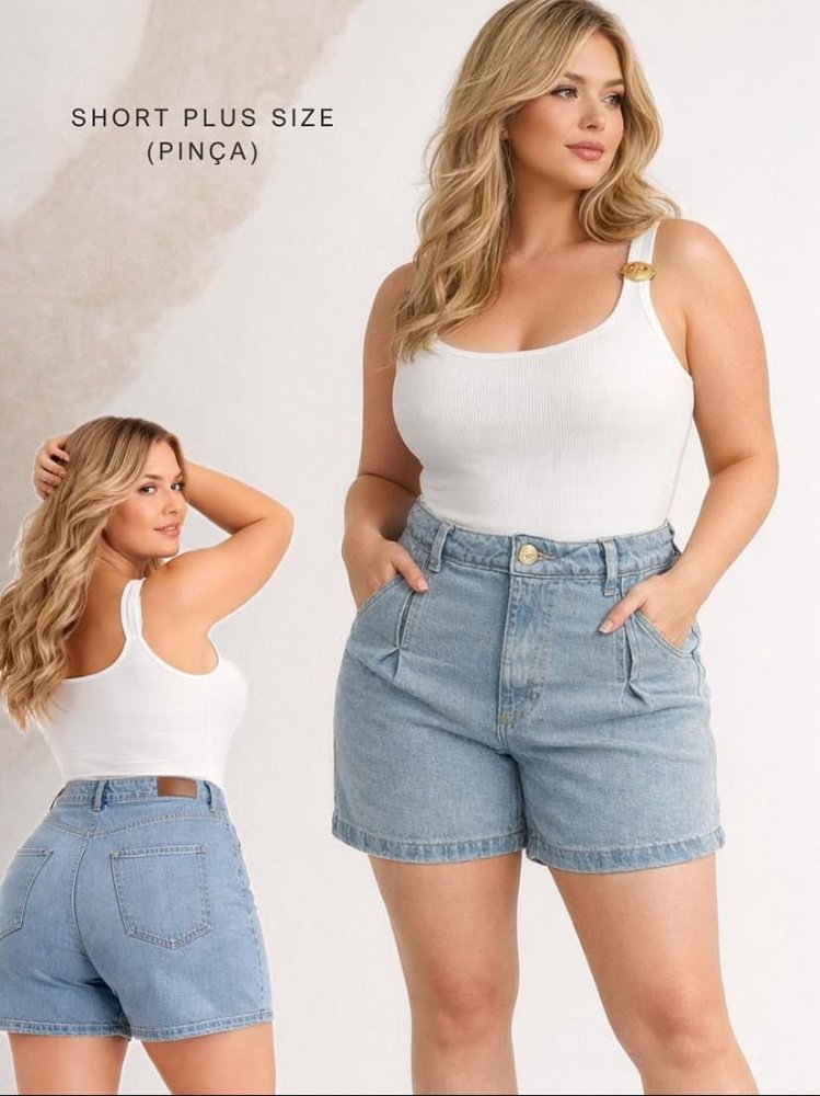 Short Plus Size claro com Pinça