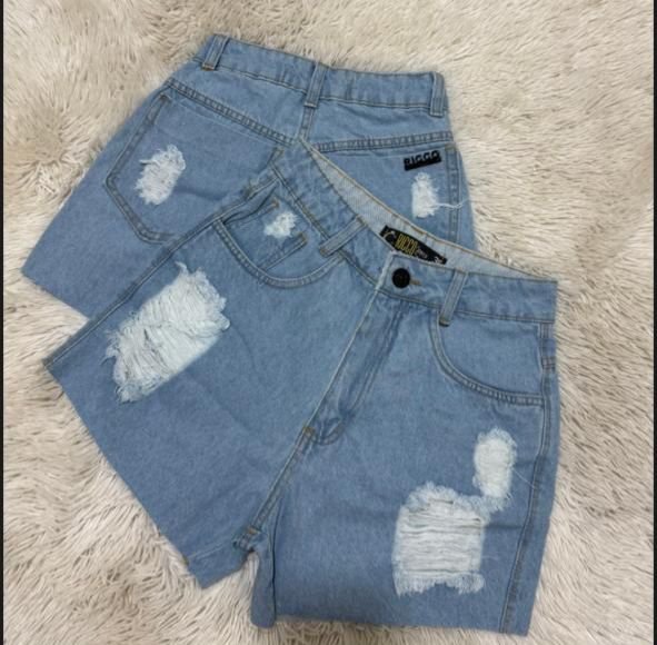 Short jeans corte Laser 100% algodão claro