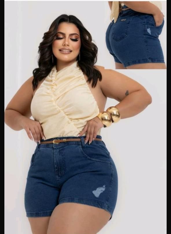 Short Plus Size com Lycra Acompanha cinto