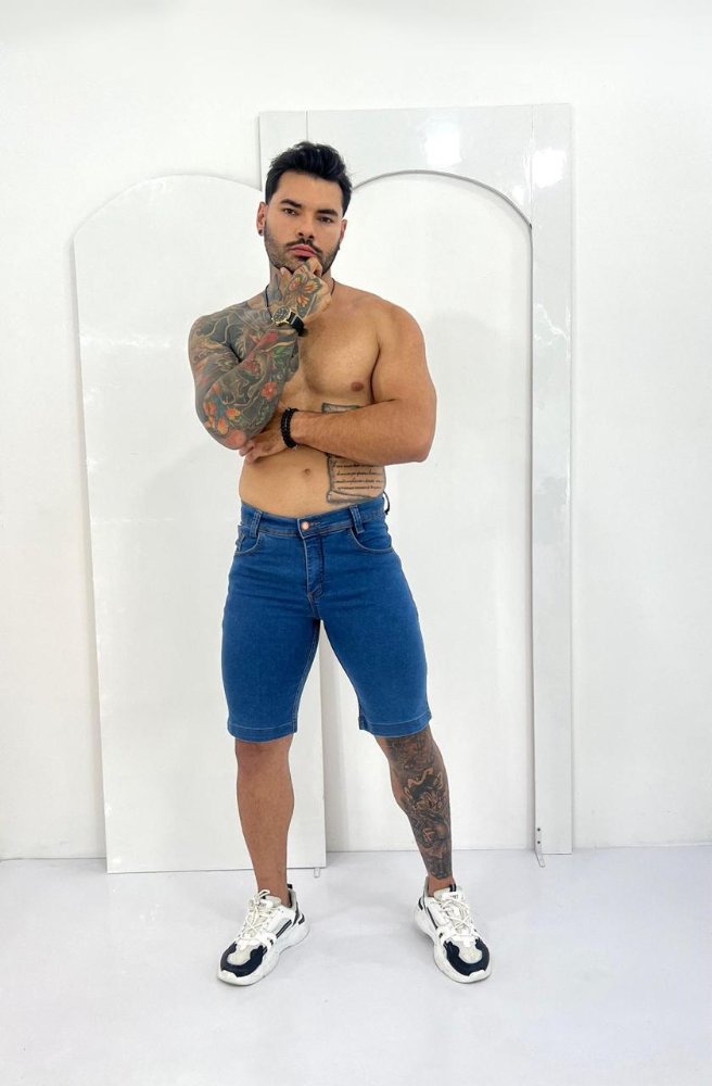 Short Jeans Masculino com Lycra Claro