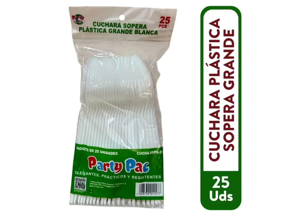 Cuchara Sopera Grande Blanca Party Pac