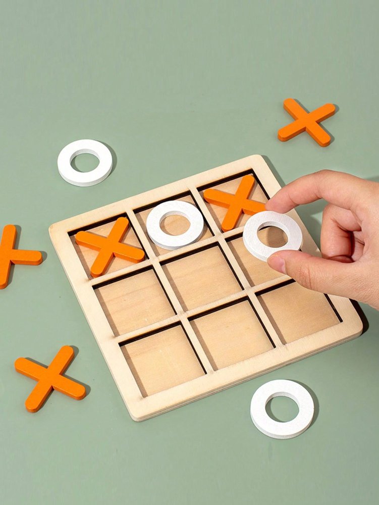 juego De Bloques De Madera Naranja Tic Tac Toe Juego De Mesa