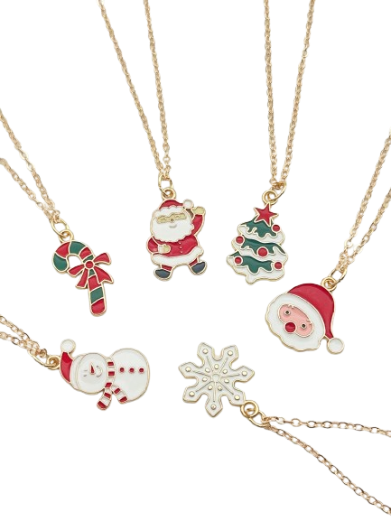 Kit de 6 Collares con cadena de temática navideña,