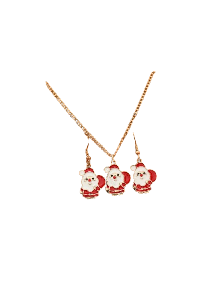 Juego de 3 piezas: collar colgante de Santa Claus de metal