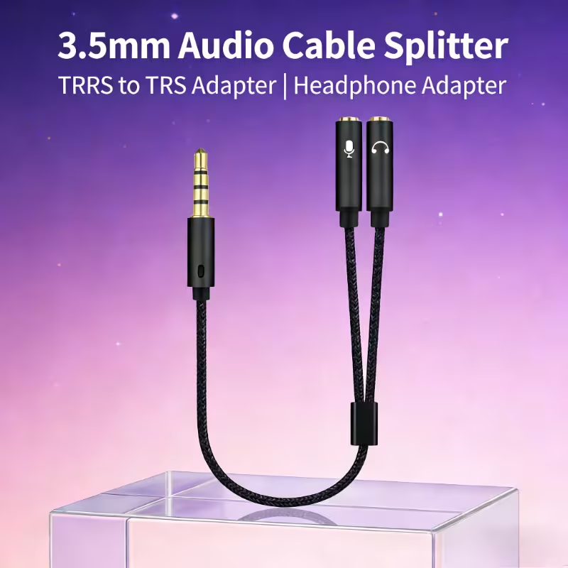 CABLE ADAPTADOR DE AUDIO DIVISOR 3.5 TRRS A TRS