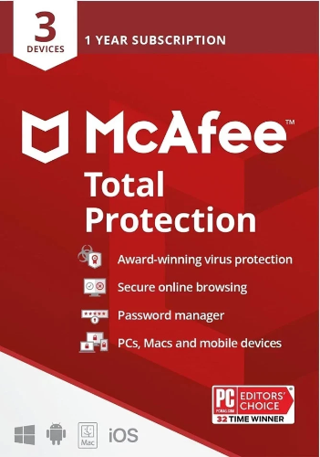 MCAFEE TOTAL PROTECTION 2026 1 DISPOSITIVO 1 AÑO DE SEGURIDAD ANTIVIRUS
