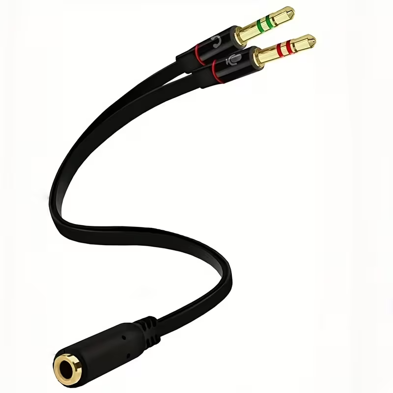 CABLE ADTADOR DE AUDIO Y MICROFONODOBLE DE MACHO A HEMBRA, PLUG AND PLAY