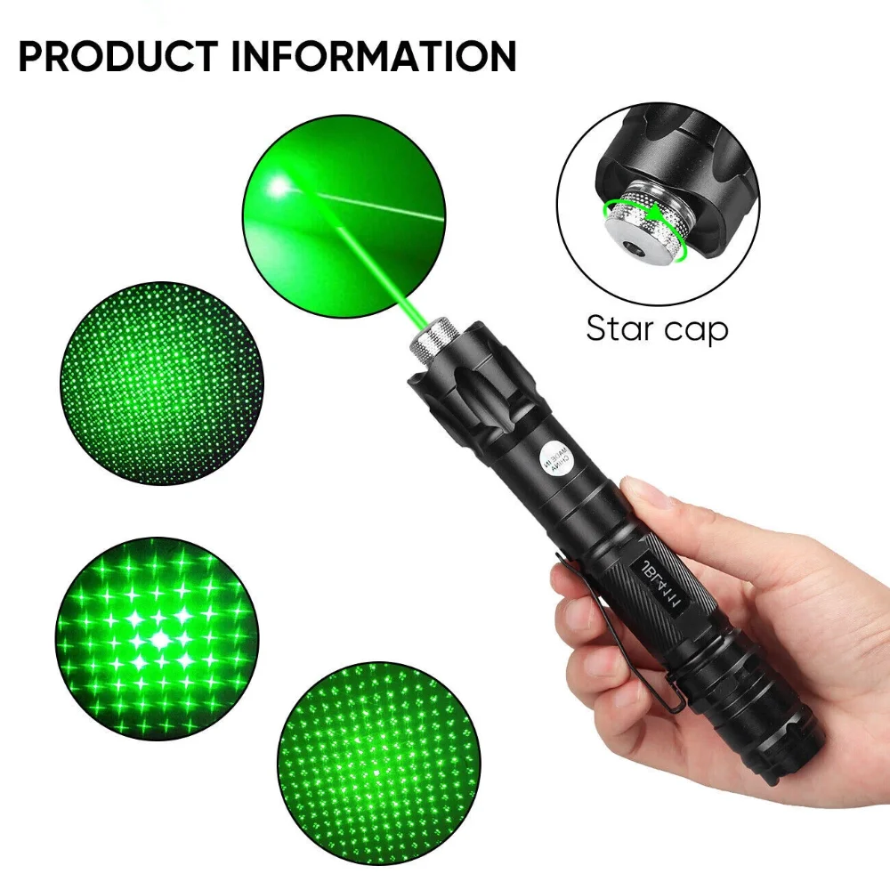LÁSER PUNTERO VERDE DE 532NM & 6000 MILLAS LUZ RECARGABLE