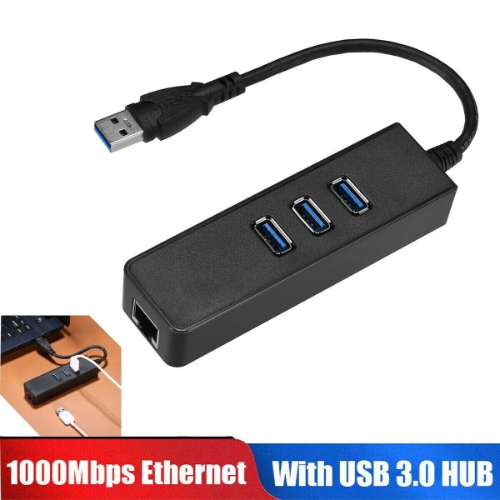 ADAPTADOR HUB USB 3.0 TIPO A + LAN RJ45