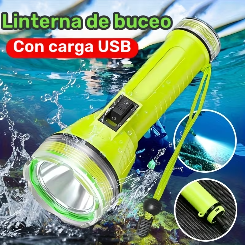 LINTERNA LED RECARGABLE DE BUCEO, IPX09