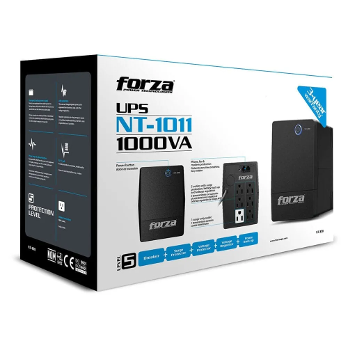 UPS INTERACTIVA 1000VA/500W, 6 slds, RJ11 120V AC FORZA