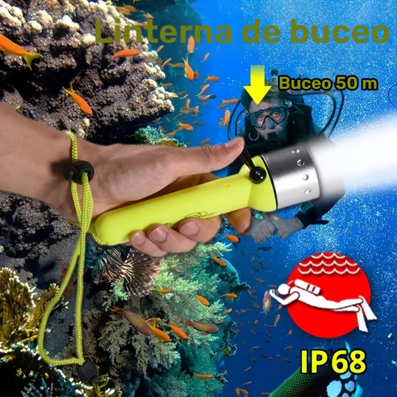 LINTERNA LED RECARGABLE DE BUCEO, IP068